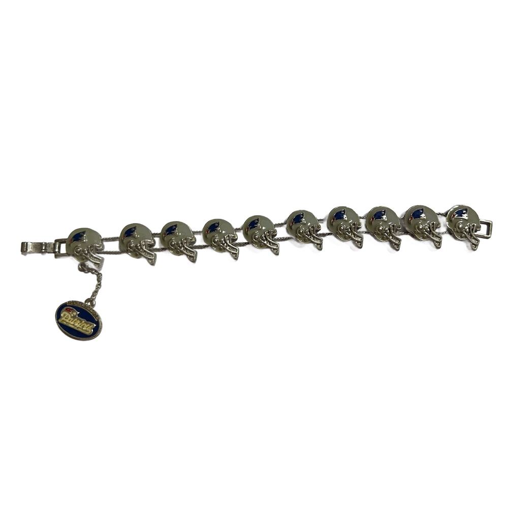 VTG NFL New England Patriots Enameled Helmet Charm Slide Bracelet 7.5"